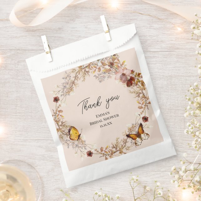 Sacolinha Rustic Autumn Wildflower Chá de panela Favor Bolsa (Cortado)