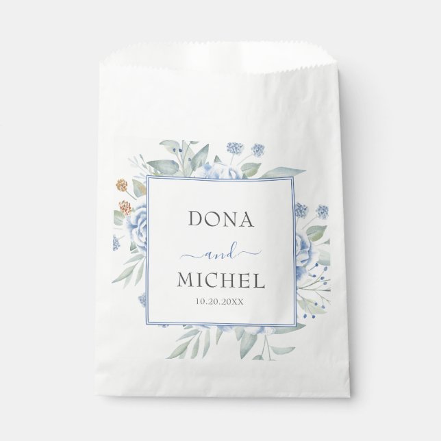 Sacolinha Rustic Blue Winter Floral Weding Favor Bag (Frente)