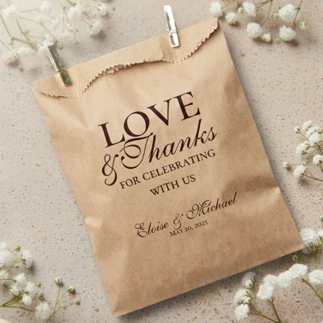 Sacolinha Rustic Brown Love and Thanks Wedding  (Rustic Brown Love and Thanks Wedding Favor Bag)