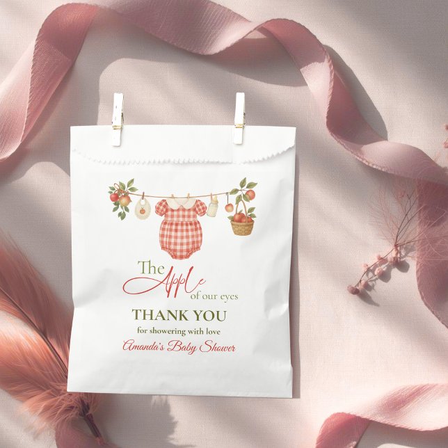 Sacolinha Rustic Clothesline Apple Locally Grown Baby Shower (Criador carregado)