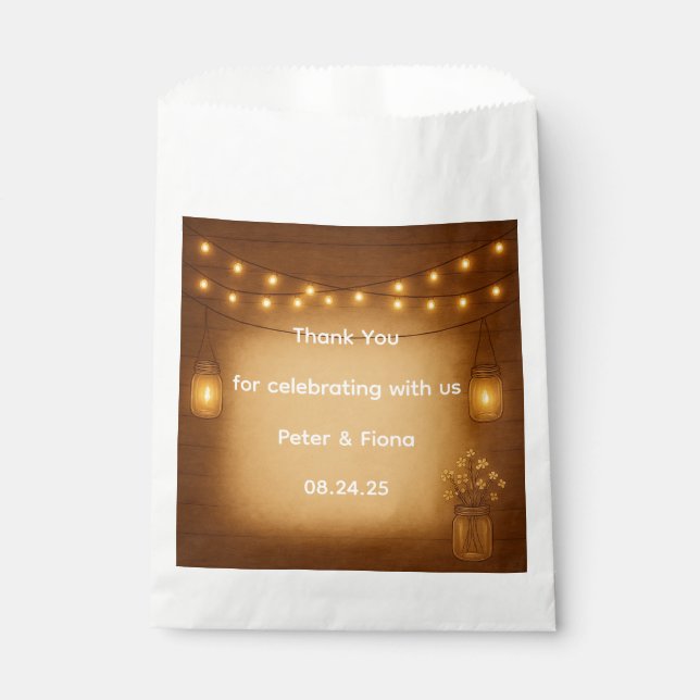Sacolinha Rustic Mason Jar Wedding Favor Bag (Frente)