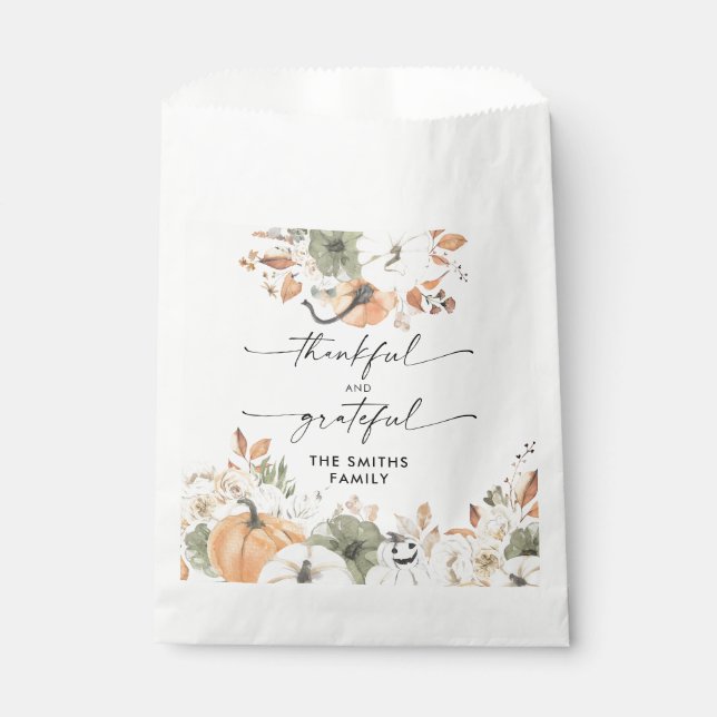 Sacolinha Rustic Pumpkins Thanksgiving Dinner Favor Bags (Frente)