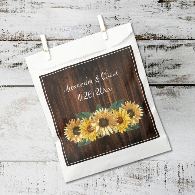 Sacolinha Rustic Sunflower Weding Favor Bag (Rustic Sunflower Wedding Favor Bags)