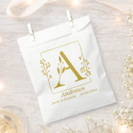 Sacolinha Saca de Favor Moderno em Ouro com Letra Botânica P