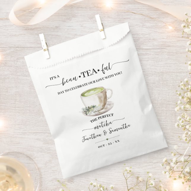 Sacolinha Sacas de Chá Matcha para Presentes de Casamento (Cortado)
