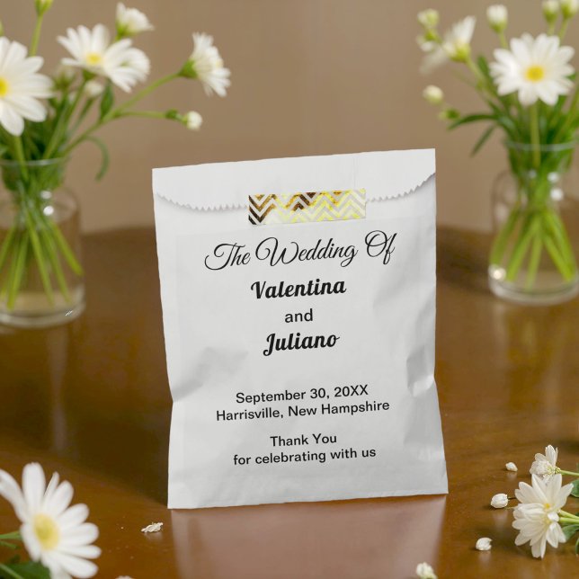 Sacolinha Sacas de Favor de Casamento Preto e Branco (Criador carregado)