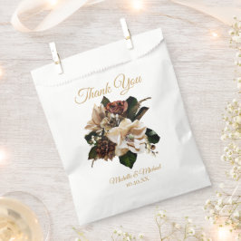 Sacolinha Saco de Agradecimento Floral Dourado e Preto Magnó