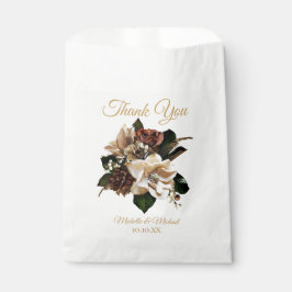 Sacolinha Saco de Agradecimento Floral Dourado e Preto Magnó