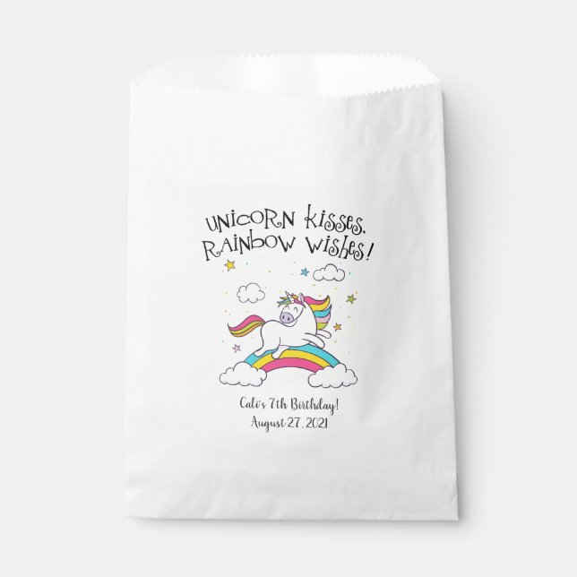 Sacolinha Saco de Favor Branco Arco-íris Unicórnio (Frente)
