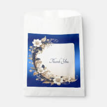 Saco de Favor com Enfeite Floral Azul Branco