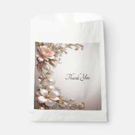 Sacolinha Saco de Favor com Flores Rosa Suave e Brancas