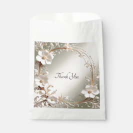 Sacolinha Saco de Favor com Moldura Floral Branca Ornamentad