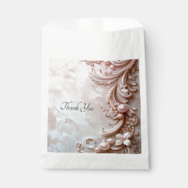 Sacolinha Saco de Favor com Pérola Ornamentada Rosa e Floral