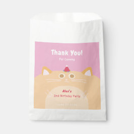 Sacolinha Saco de Favor de Aniversário de Gato com Chapéu de