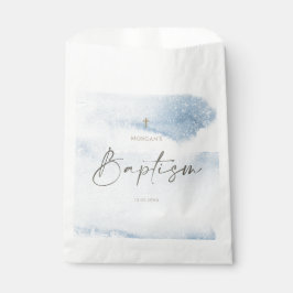 Sacolinha Saco de Favor de Batismo de Menino com Aquarela Az