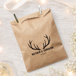 Sacolinha Saco de Favor de Casamento   Antler de Cervo Rústi