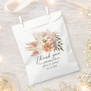 Sacolinha Saco de Favor de Casamento Floral Pêssego Rústico
