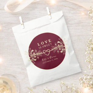 Sacolinha Saco de Favor de Casamento Love is Sweet Borgonha