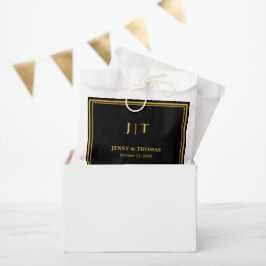 Sacolinha Saco de Favor de Casamento Luxo Preto e Dourado Mo