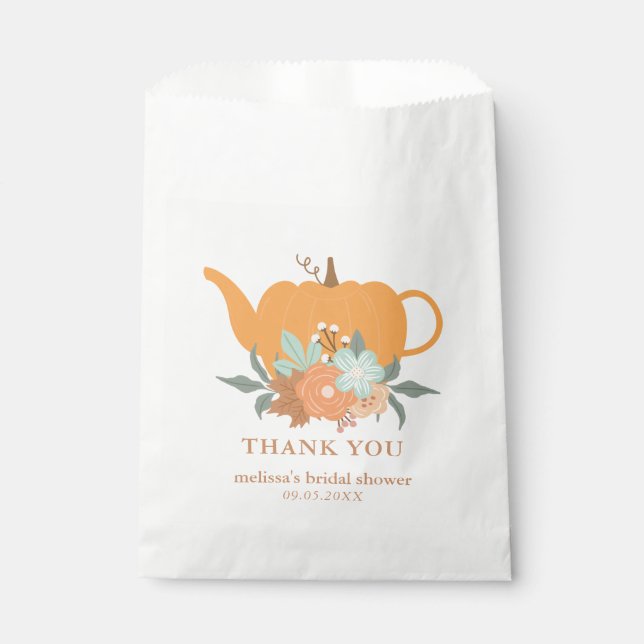 Sacolinha Saco de Favor de Chá de Bebê Abóbora Tea Party (Frente)