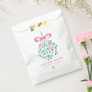 Sacolinha Saco de Favor de Chá de fraldas Mistletoy Rosa
