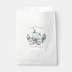 Sacolinha Saco de Favor de Chás de Bebê Floral Abóbora Azul