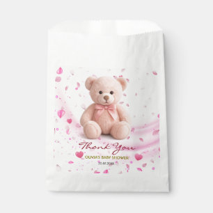 Sacolinha Saco de Favor de Chuveiro de Bebê Urso Teddy Rosa