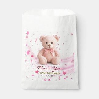 Sacolinha Saco de Favor de Chuveiro de Bebê Urso Teddy Rosa