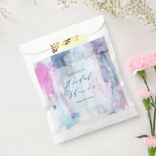 Sacolinha Saco de Favor de Chuveiro de Noiva com Aquarela de