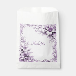 Sacolinha Saco de Favor de Flores Roxas Elegantes