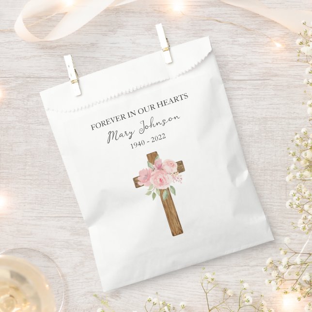 Sacolinha Saco de Favor de Funeral da Cruz Rosa (Cortado)