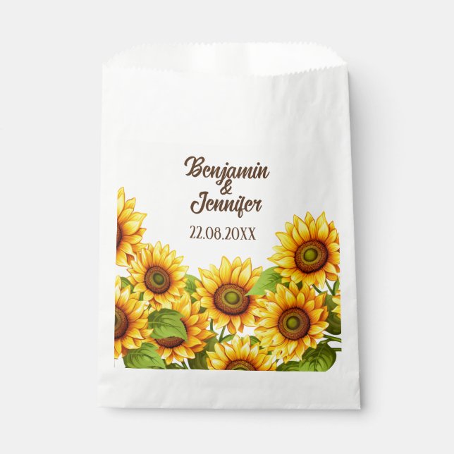 Sacolinha Saco de favor de girassol russo para favores de ca (Frente)