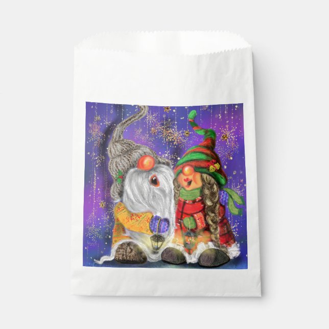 Sacolinha Saco de Favor de Gnomos de Natal Casal (Frente)
