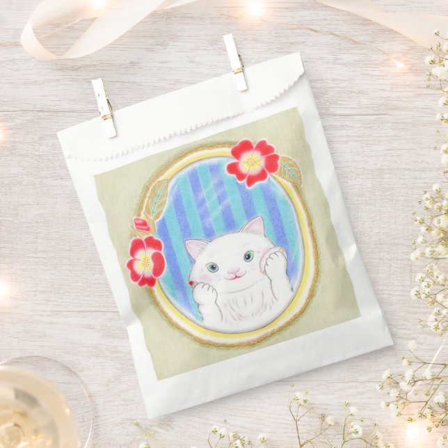 Sacolinha Saco de Favor do Gatinho Branco Fofo (Cortado)
