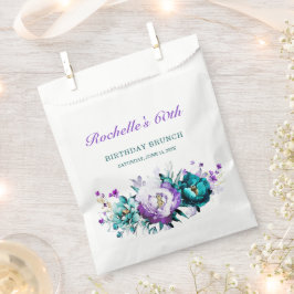 Sacolinha Saco de Favor Falso Floral Dourado, Roxo e Azul
