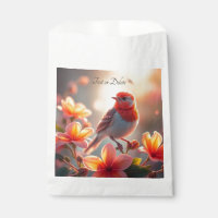 Saco de Favor Floral de Pássaro Laranja