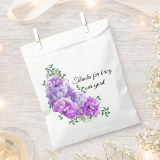 Sacolinha Saco de Favor Floral de Peônia Roxa Minimalista