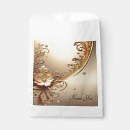 Sacolinha Saco de Favor Floral Dourado Ornamentado