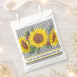 Sacolinha Saco de Favor Gingham e Girassóis Senhoras Eventos