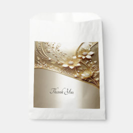 Sacolinha Saco de Favor Moderne Ornate Dourado Floral com Pé