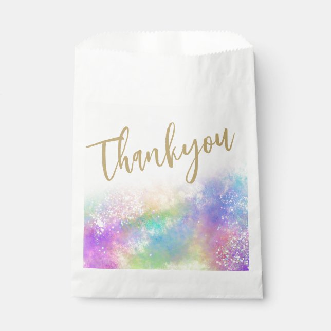Sacolinha Saco de Favor Opal Glitter Rainbow Thankyou (Frente)