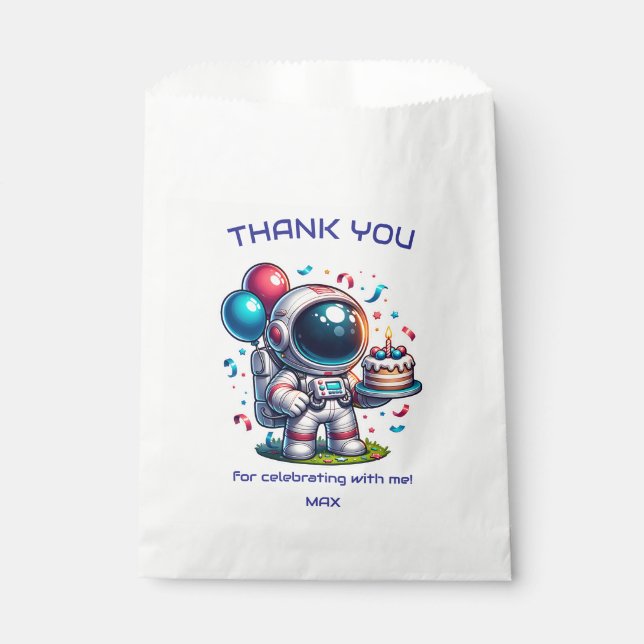 Sacolinha Saco de Favor para Aniversário de Astronauta Explo (Frente)