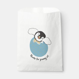 Sacolinha Saco de Favor para Chá de Bebê, Azul, Pinguim Bebê
