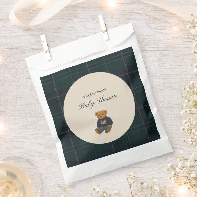 Sacolinha Saco de Favor para Chá de Bebê com Urso de Pelúcia (Cortado)