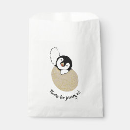 Sacolinha Saco de Favor para Chá de Bebê, Dourado, Pinguim B