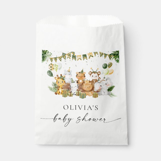 Sacolinha Saco de Favor para Chás de Bebê de Animais da Sava (Frente)