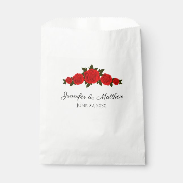 Sacolinha Saco de Favor Personalizado de Casamento com Rosas (Frente)