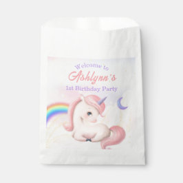 Sacolinha Saco de Favor Unicórnio Arco-Íris Pastel Nome Pers