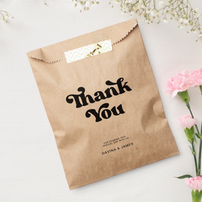 Sacolinha Saco de lembrança de casamento preto e branco retr (Selado)