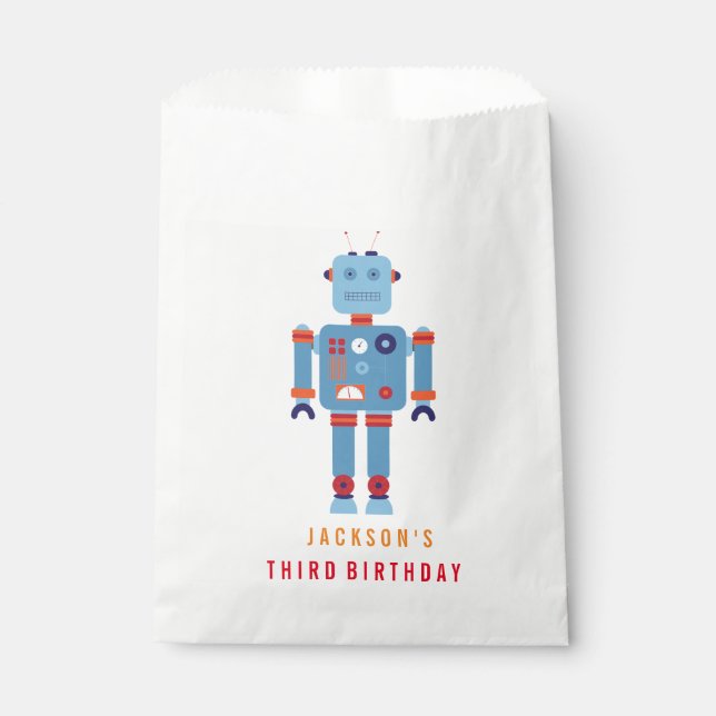 Sacolinha Saco de papel do Partido Robot Boy Favor (Frente)